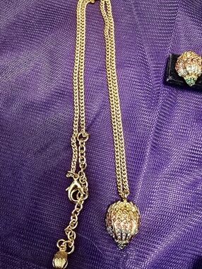 Gold-tone Kurt Geiger Eagle Necklace with Multicolor Crystals & Matching Earring